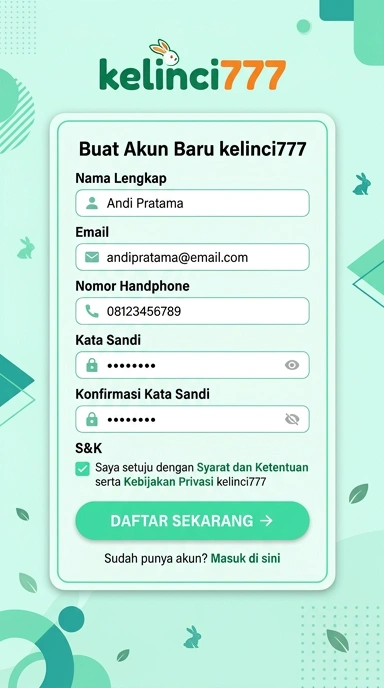 Tampilan halaman daftar kelinci777